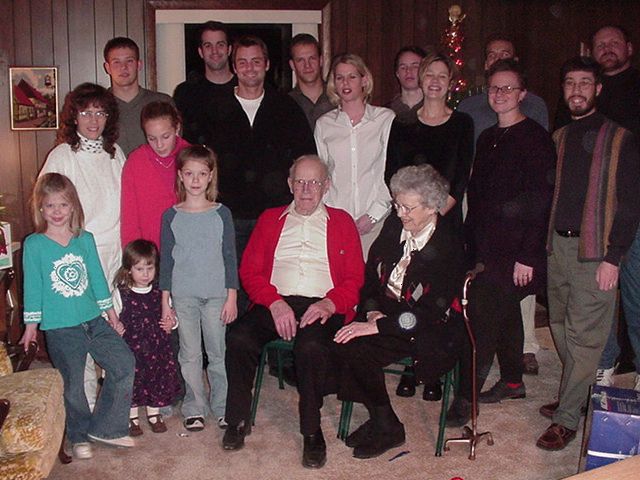 Bernard & LaVerne's grandchildren + their spouses and children - Christmas 2000